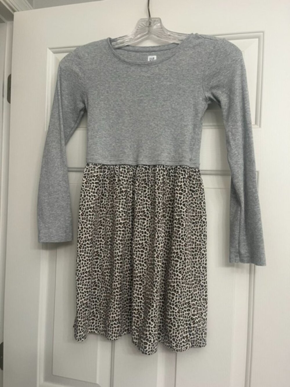 Girl's Gap Long Sleeve Gray/Leopard Dress L